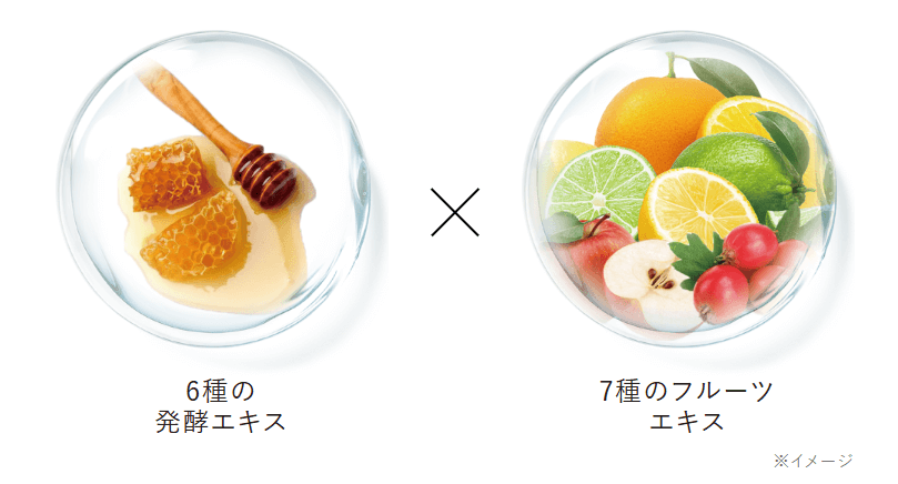 DUOザ クレンジングバーム ブラックリペアに配合されている6種の発酵エキスと7種のフルーツエキスのイメージ画像