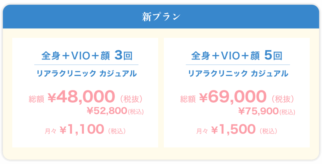 リアラクリニック 新プラン